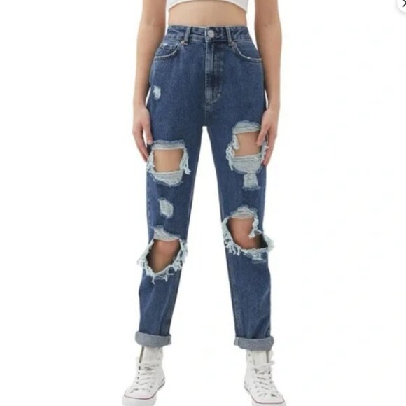 BDG Denim - BDG Urban Outfitters Mom High Rise Distressed Blue Denim Jeans Size 29 #1482